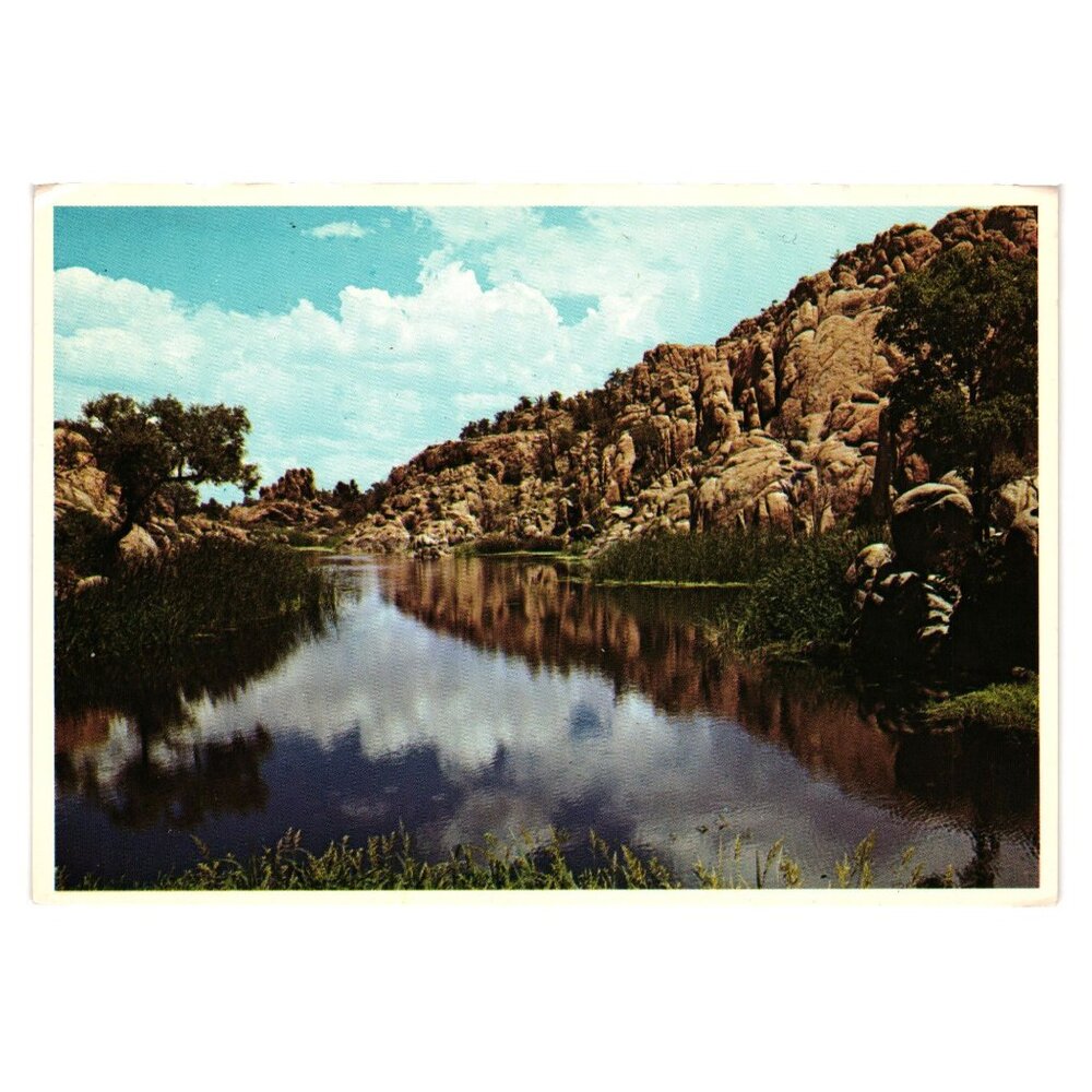 Vintage Postcard Granite Dells Prescott Arizona Reflective Lake 1960s Unused